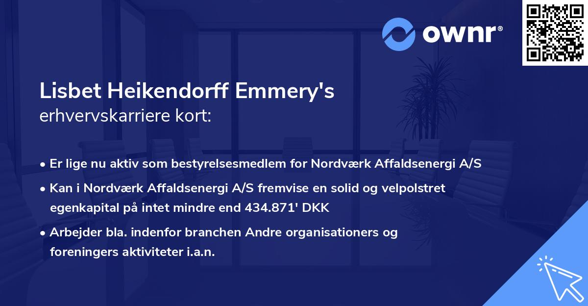 Lisbet Heikendorff Emmery's erhvervskarriere kort