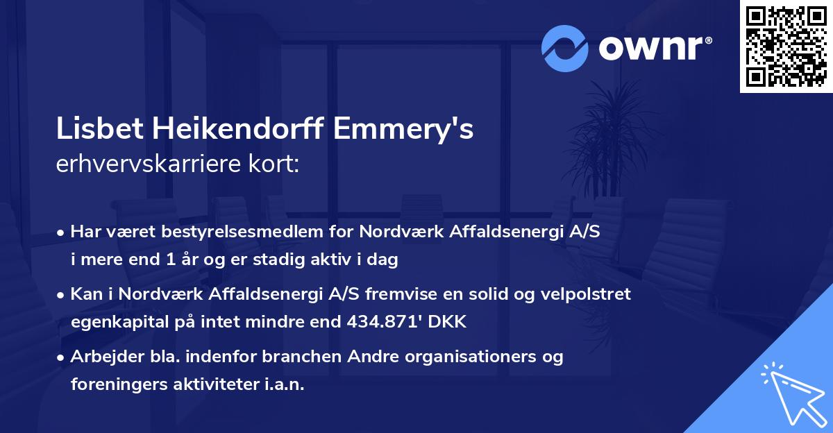 Lisbet Heikendorff Emmery's erhvervskarriere kort