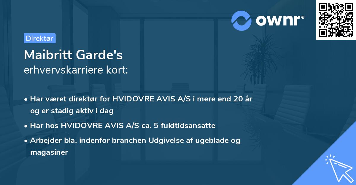 Maibritt Garde's erhvervskarriere kort