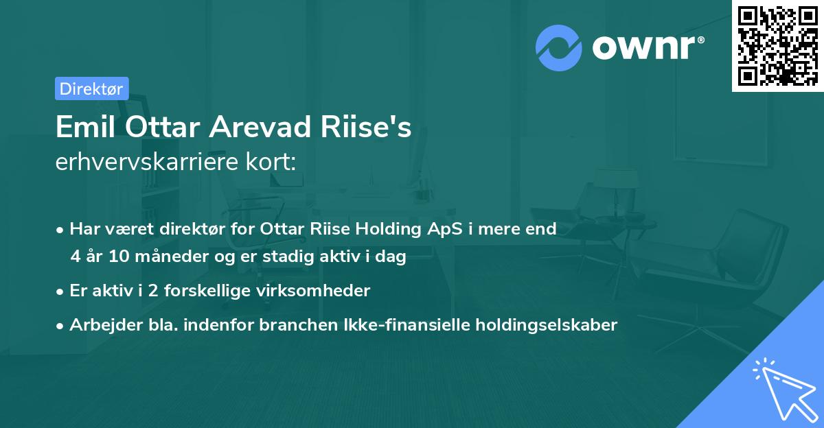 Emil Ottar Arevad Riise's erhvervskarriere kort