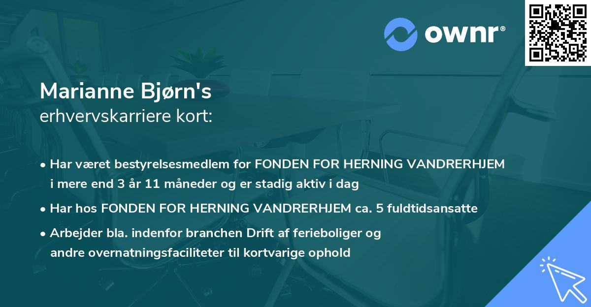 Marianne Bjørn's erhvervskarriere kort