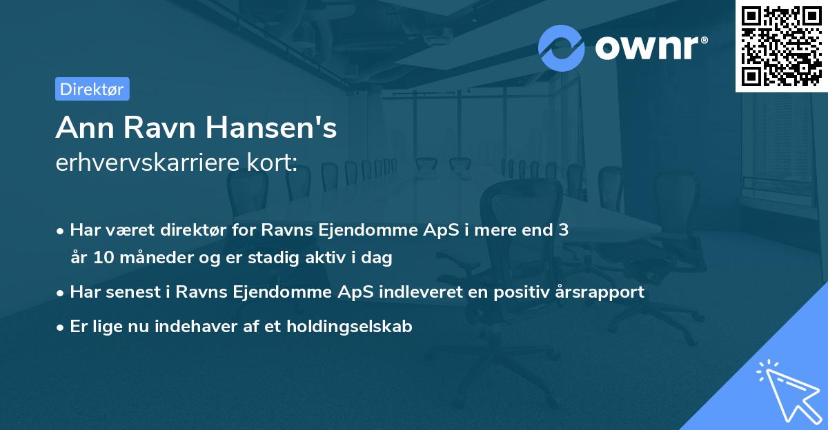 Ann Ravn Hansen's erhvervskarriere kort