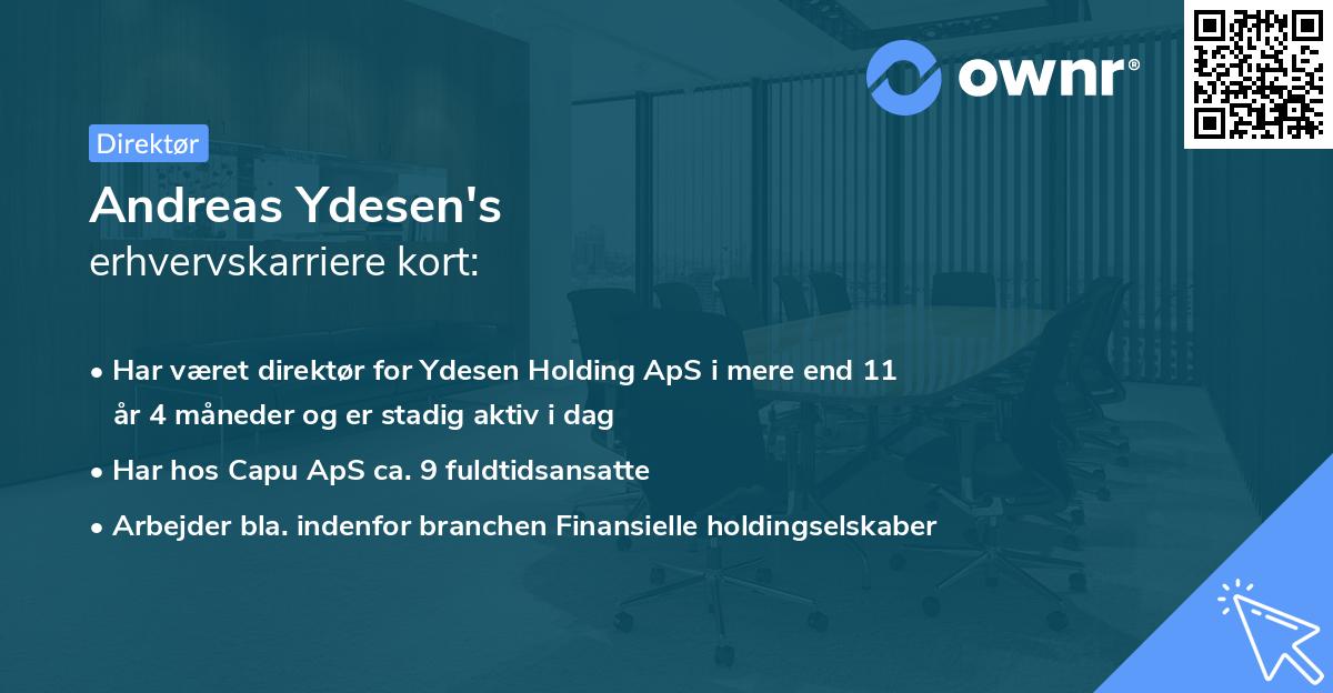 Andreas Ydesen's erhvervskarriere kort
