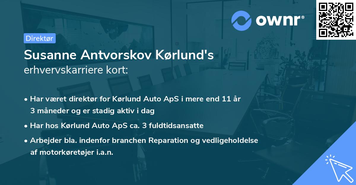 Susanne Antvorskov Kørlund's erhvervskarriere kort