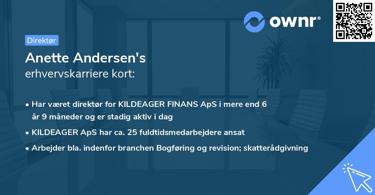 Anette Andersen's erhvervskarriere kort