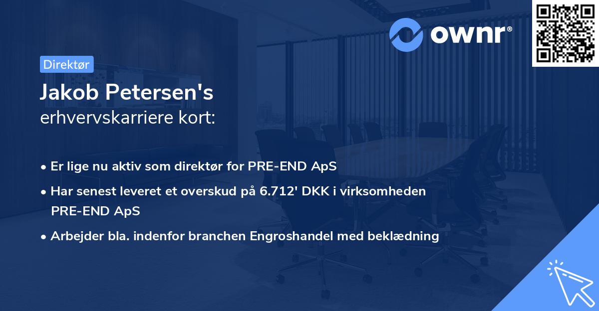 Jakob Petersen's erhvervskarriere kort