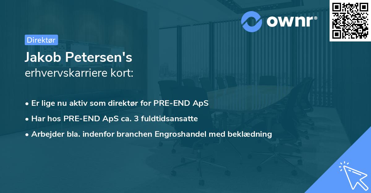 Jakob Petersen's erhvervskarriere kort