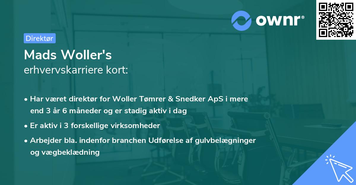 Mads Woller's erhvervskarriere kort