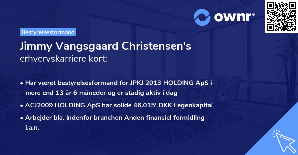 Jimmy Vangsgaard Christensen's erhvervskarriere kort