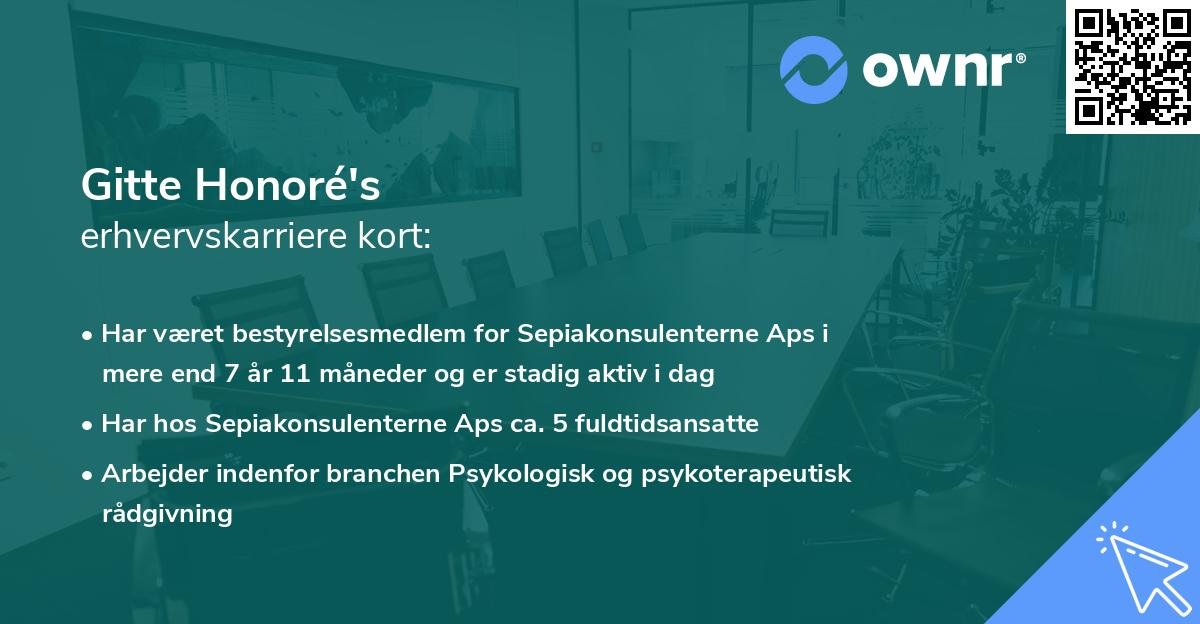 Gitte Honoré's erhvervskarriere kort