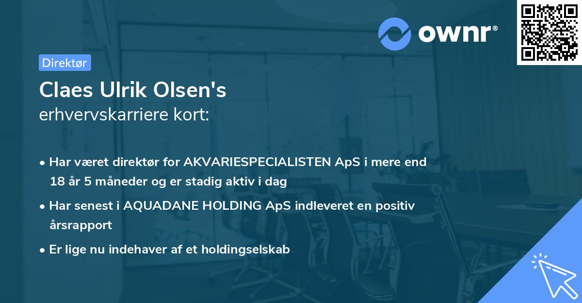 Claes Ulrik Olsen's erhvervskarriere kort