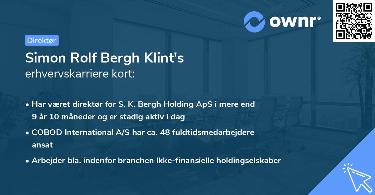 Simon Rolf Bergh Klint's erhvervskarriere kort