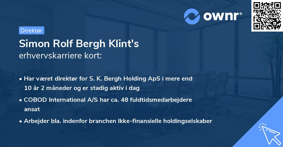 Simon Rolf Bergh Klint's erhvervskarriere kort