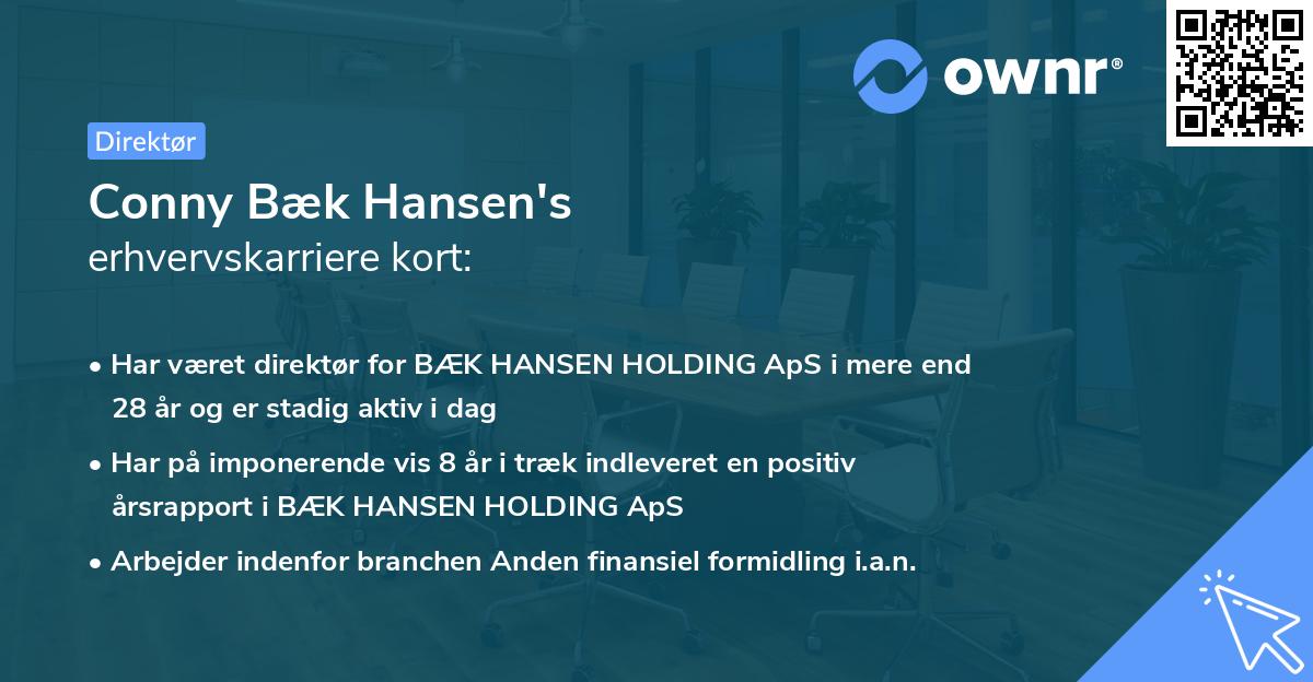 Conny Bæk Hansen's erhvervskarriere kort