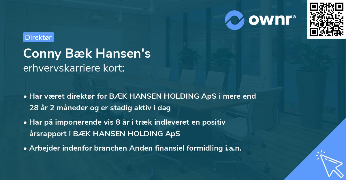 Conny Bæk Hansen's erhvervskarriere kort