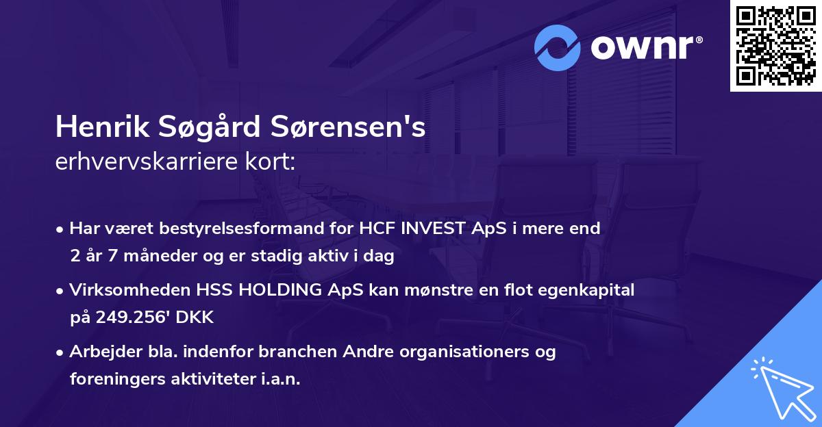 Henrik Søgård Sørensen's erhvervskarriere kort
