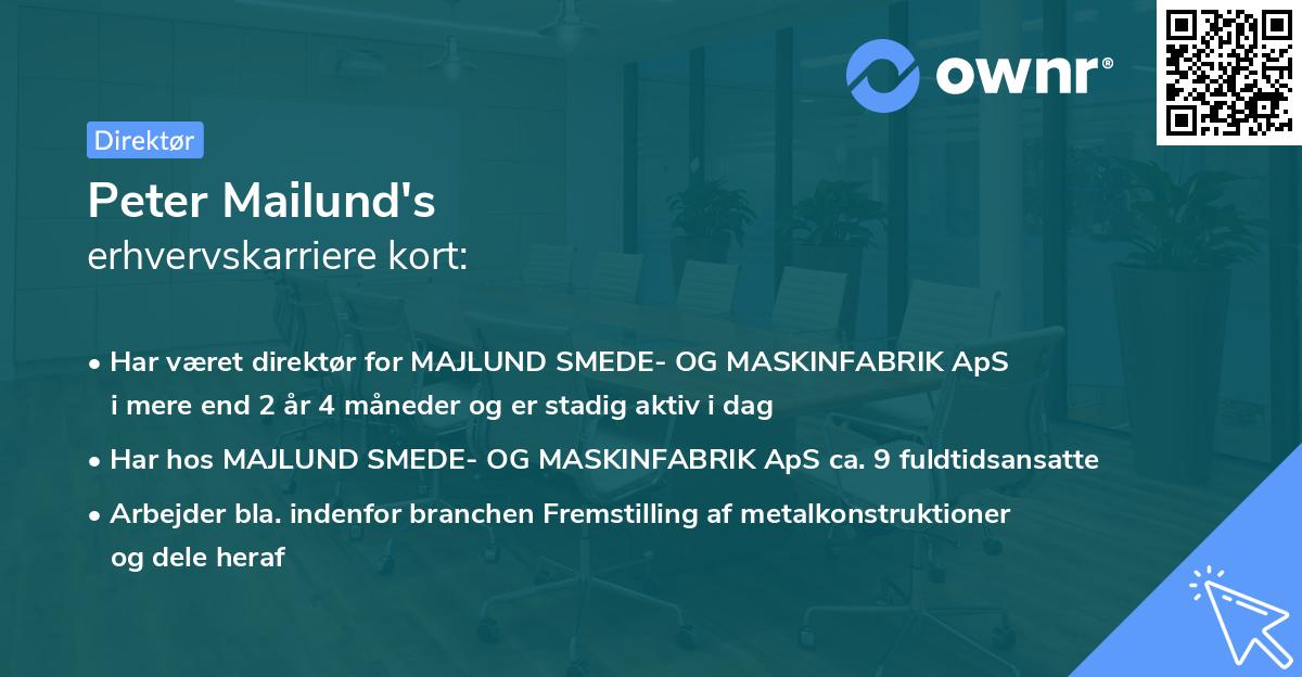 Peter Mailund's erhvervskarriere kort