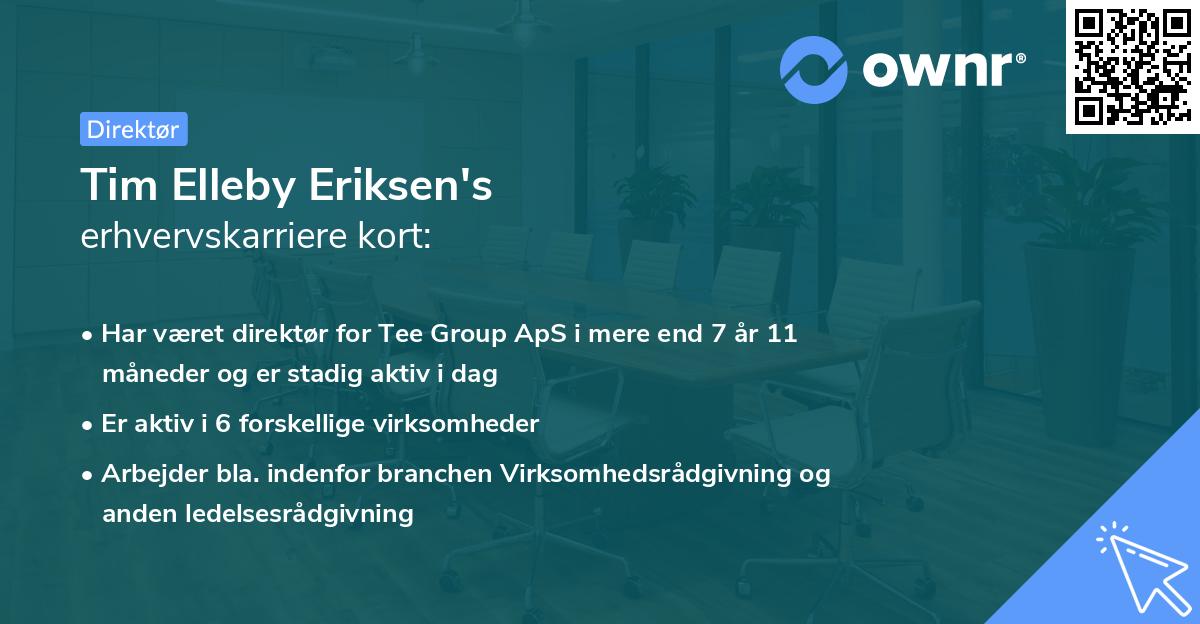Tim Elleby Eriksen's erhvervskarriere kort