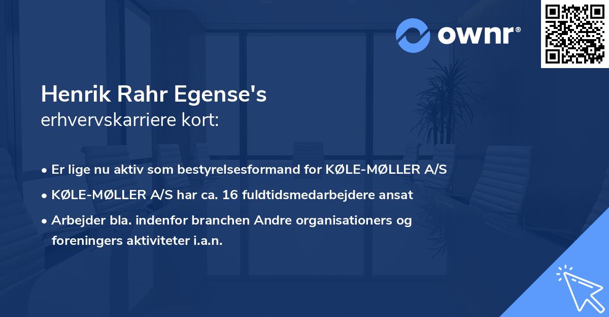 Henrik Rahr Egense's erhvervskarriere kort