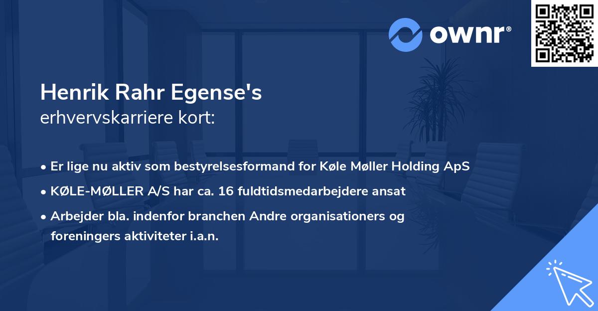 Henrik Rahr Egense's erhvervskarriere kort