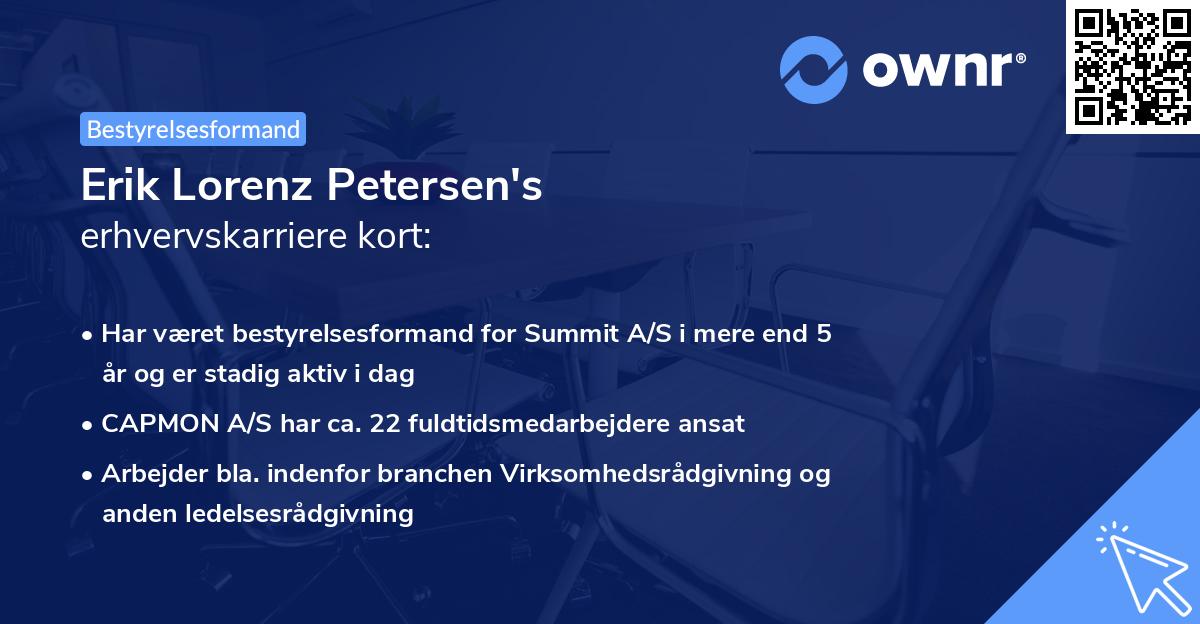 Erik Lorenz Petersen's erhvervskarriere kort