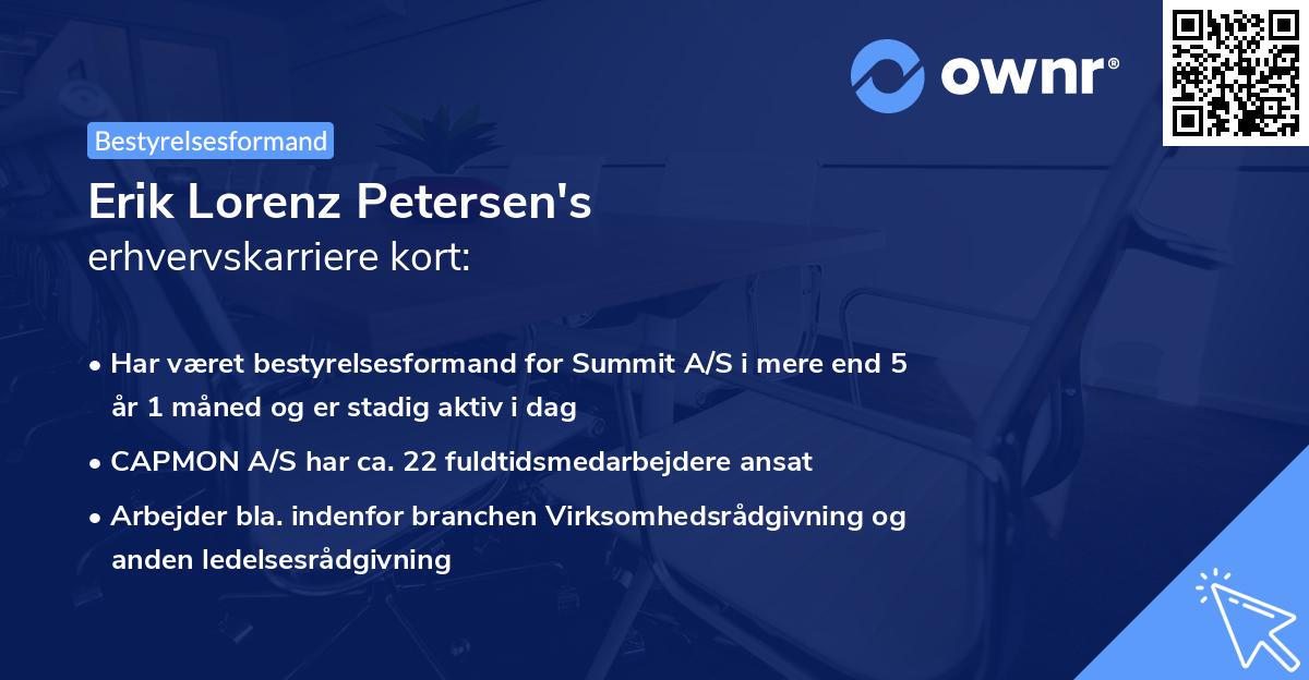 Erik Lorenz Petersen's erhvervskarriere kort
