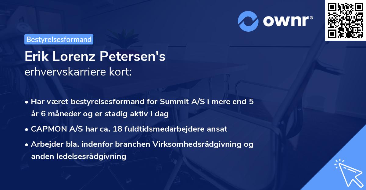 Erik Lorenz Petersen's erhvervskarriere kort
