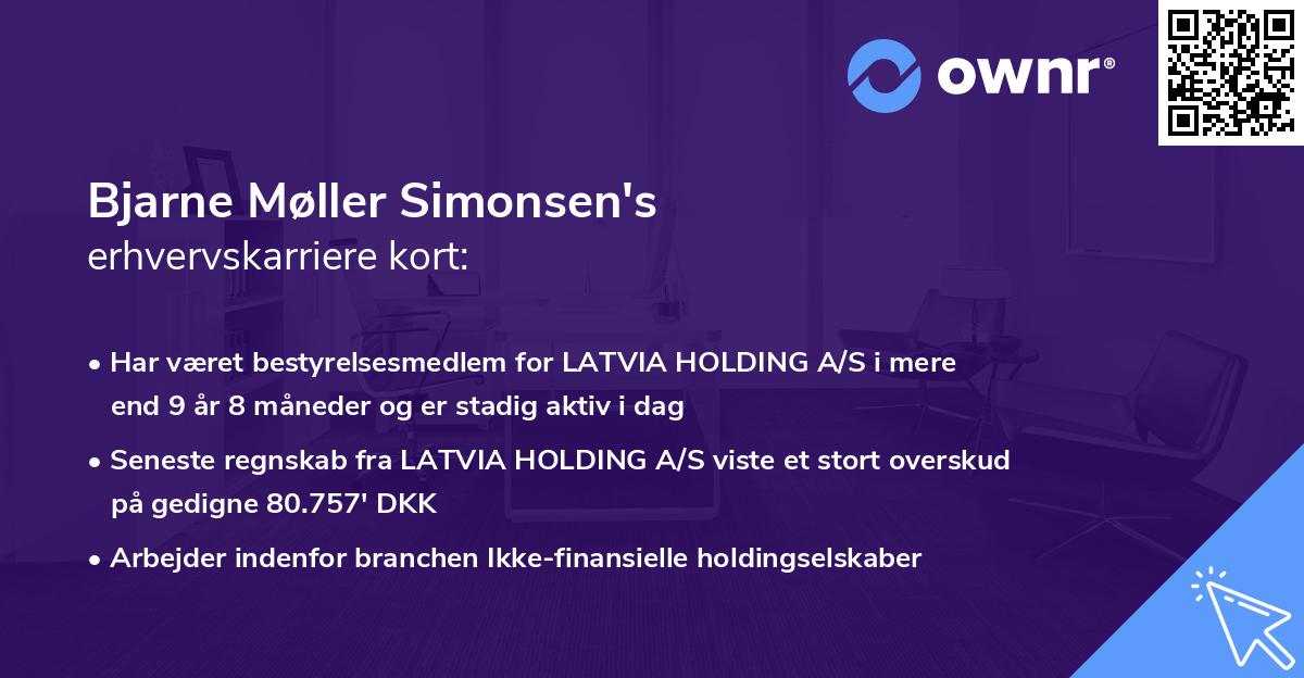 Bjarne Møller Simonsen's erhvervskarriere kort