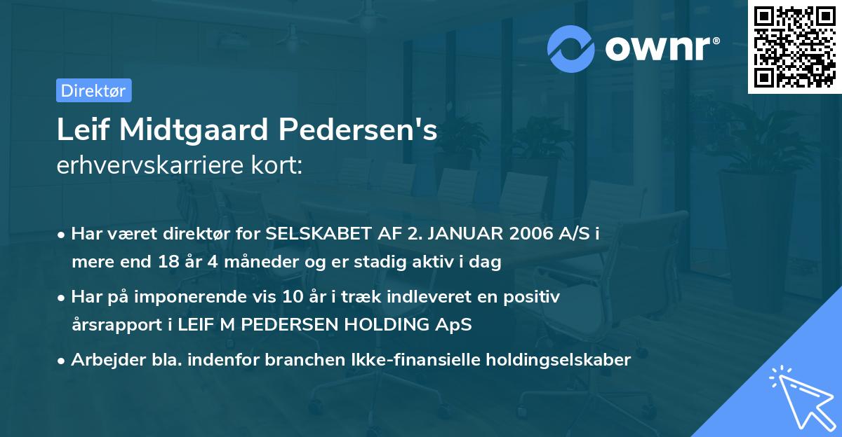 Leif Midtgaard Pedersen's erhvervskarriere kort