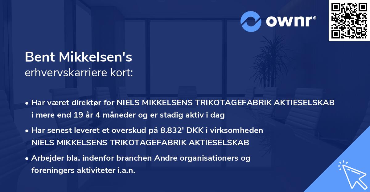 Bent Mikkelsen's erhvervskarriere kort