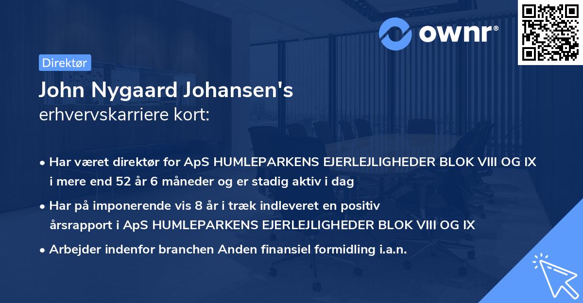 John Nygaard Johansen's erhvervskarriere kort