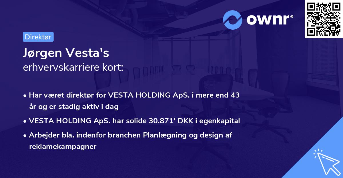 Jørgen Vesta's erhvervskarriere kort
