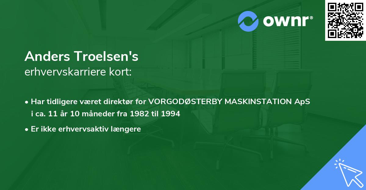 Anders Troelsen's erhvervskarriere kort