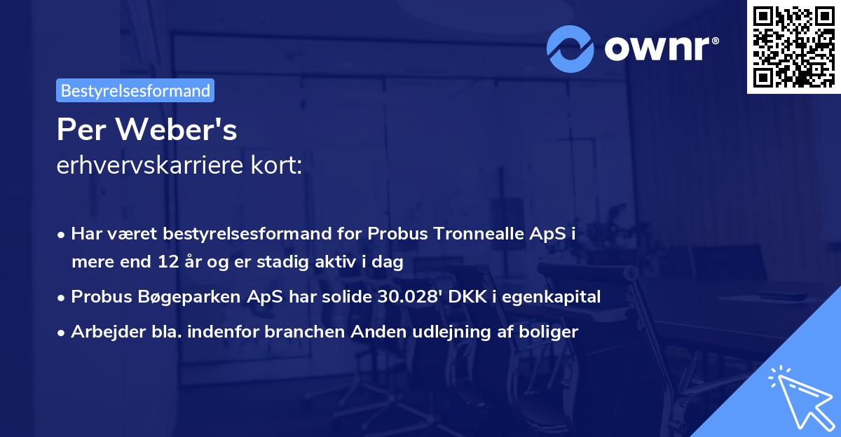 Per Weber's erhvervskarriere kort