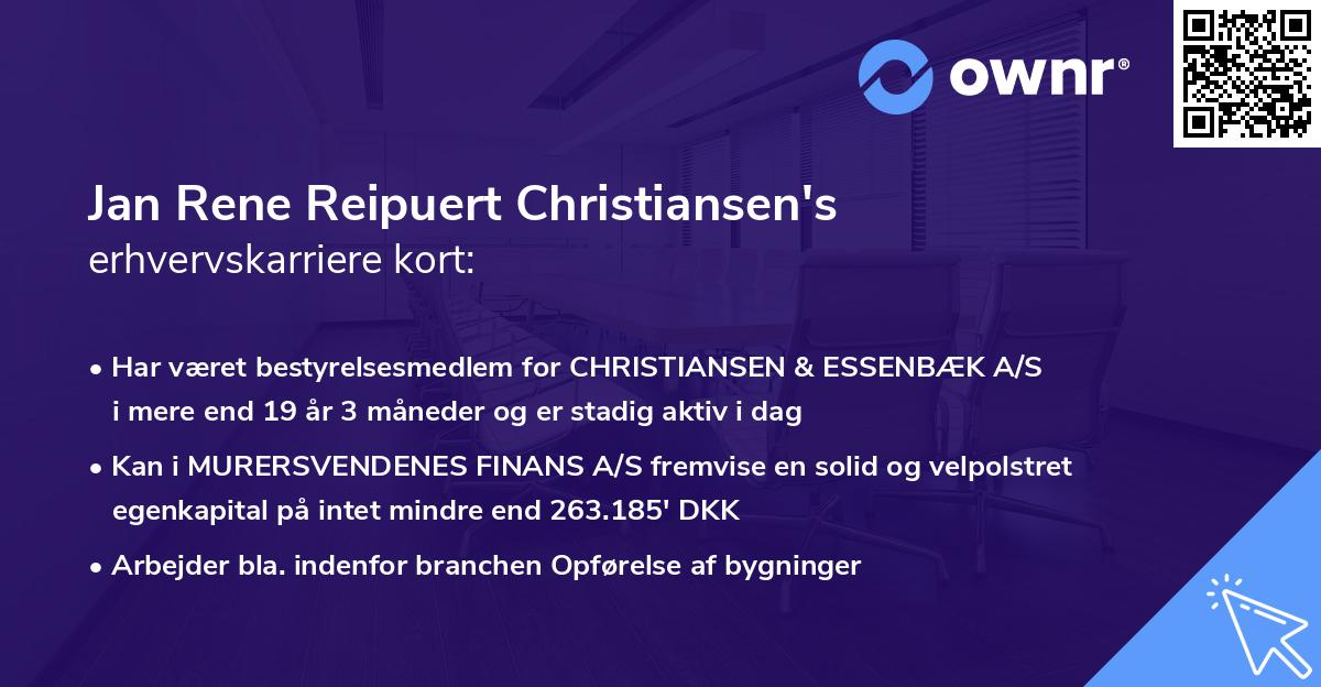 Jan Rene Reipuert Christiansen's erhvervskarriere kort