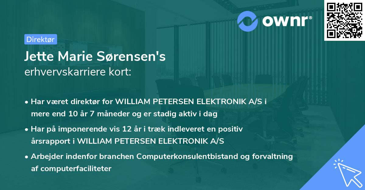 Jette Marie Sørensen's erhvervskarriere kort