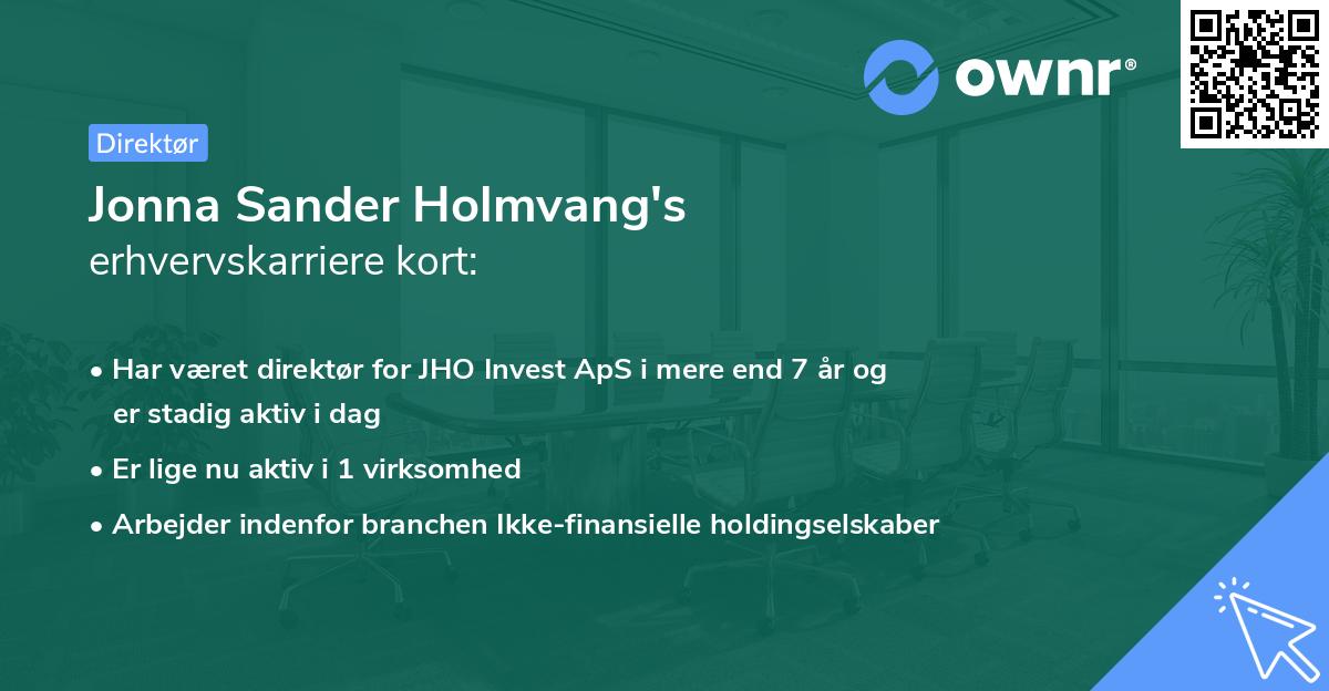 Jonna Sander Holmvang's erhvervskarriere kort