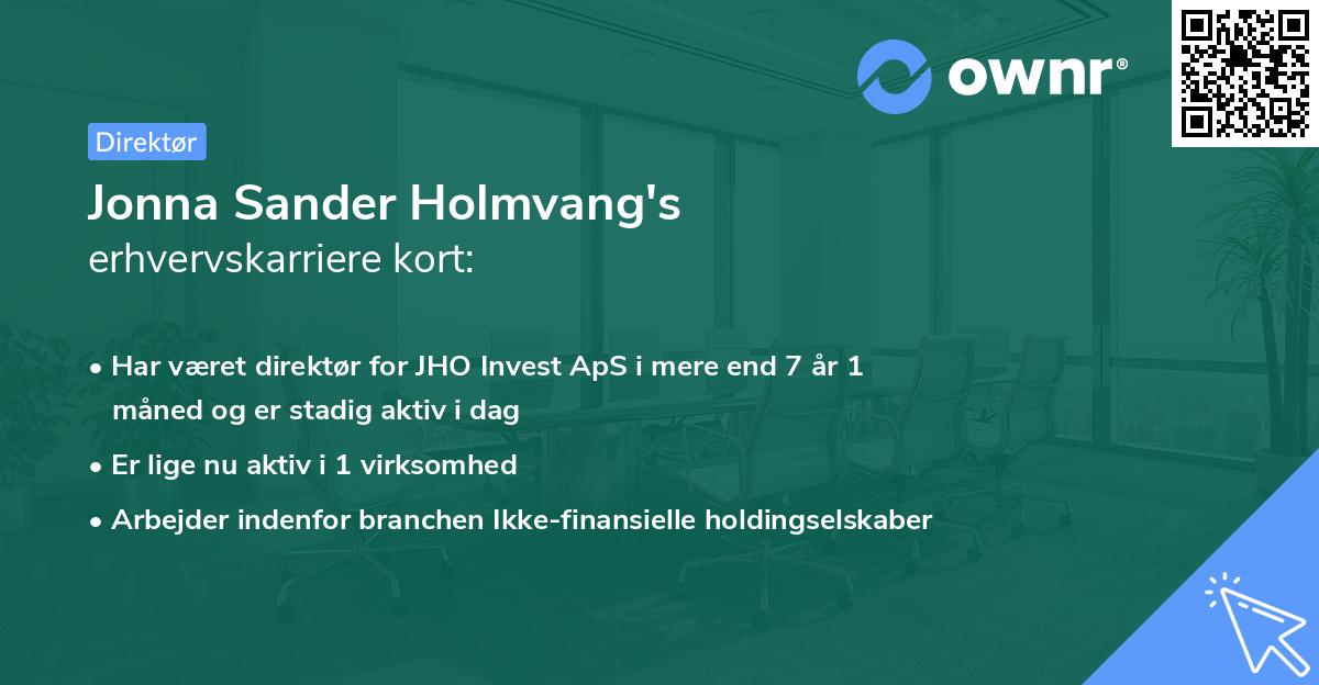 Jonna Sander Holmvang's erhvervskarriere kort