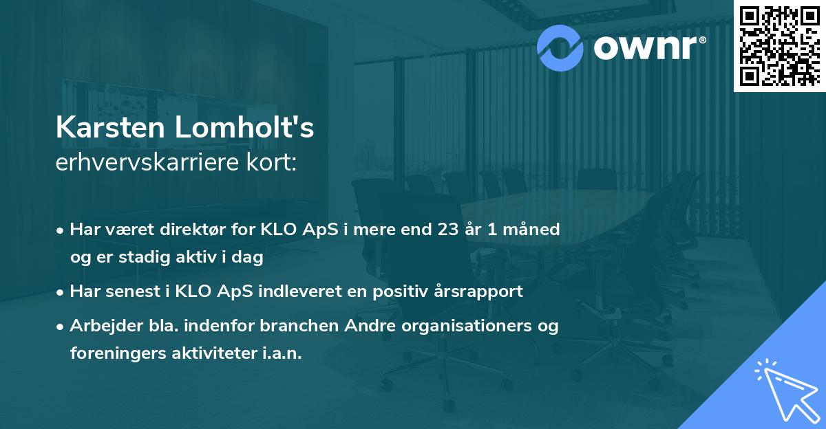 Karsten Lomholt's erhvervskarriere kort
