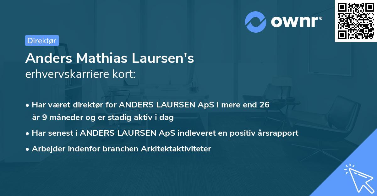Anders Mathias Laursen's erhvervskarriere kort
