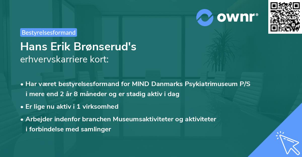 Hans Erik Brønserud's erhvervskarriere kort