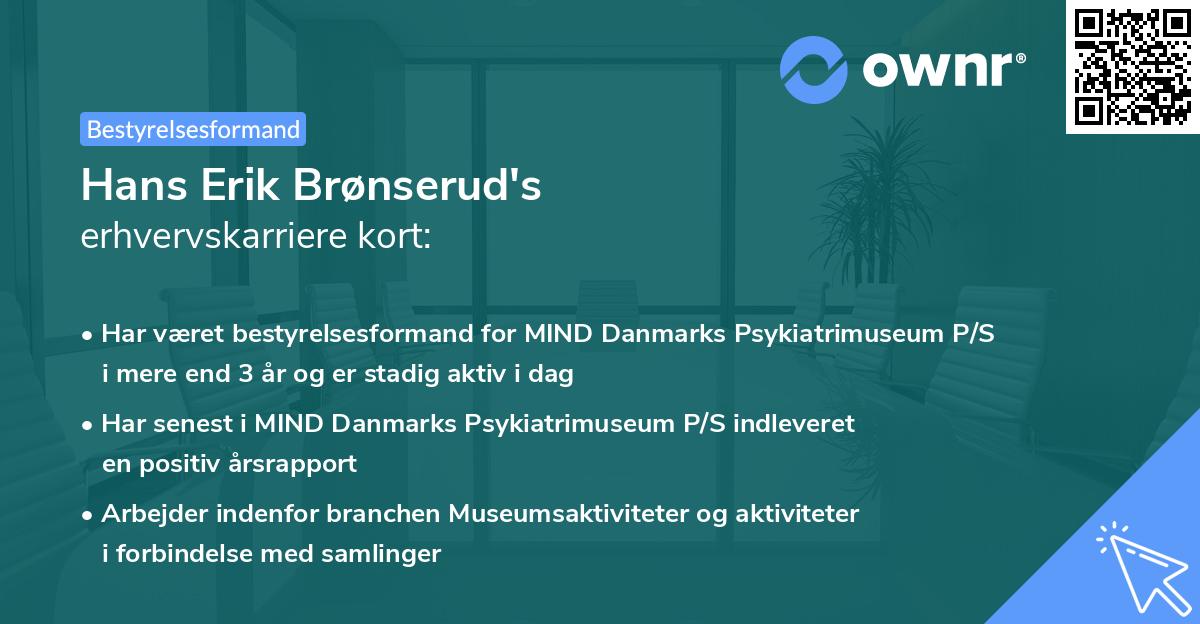 Hans Erik Brønserud's erhvervskarriere kort