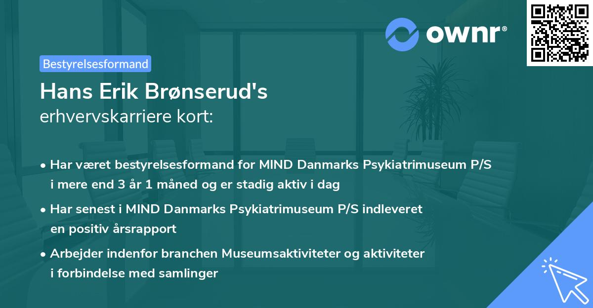 Hans Erik Brønserud's erhvervskarriere kort