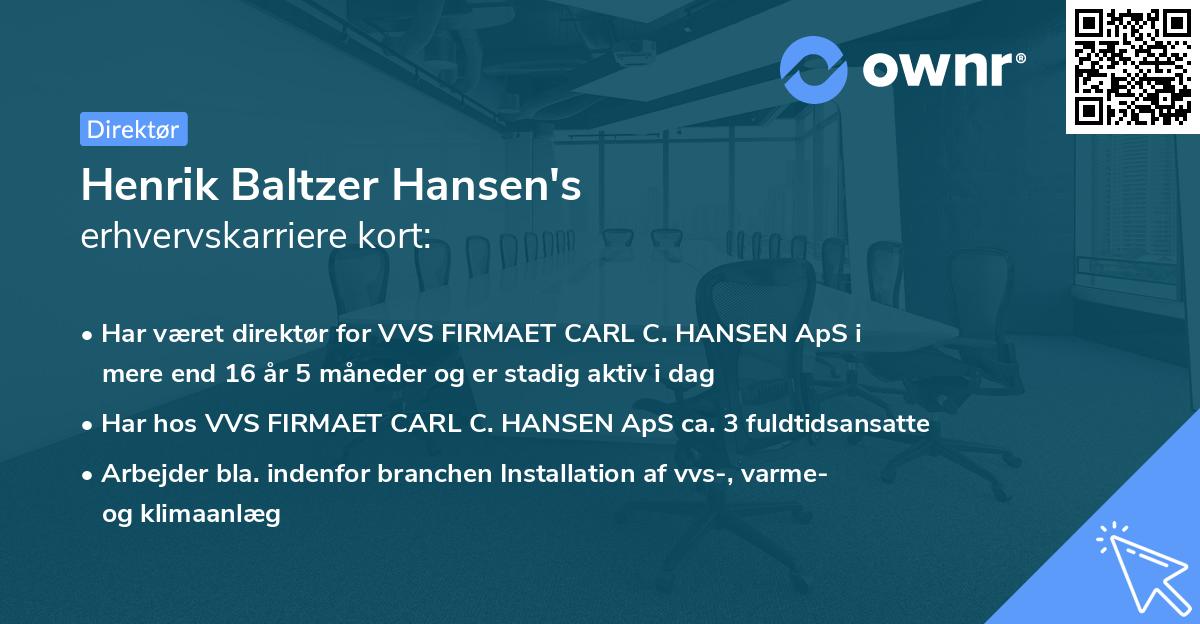 Henrik Baltzer Hansen's erhvervskarriere kort