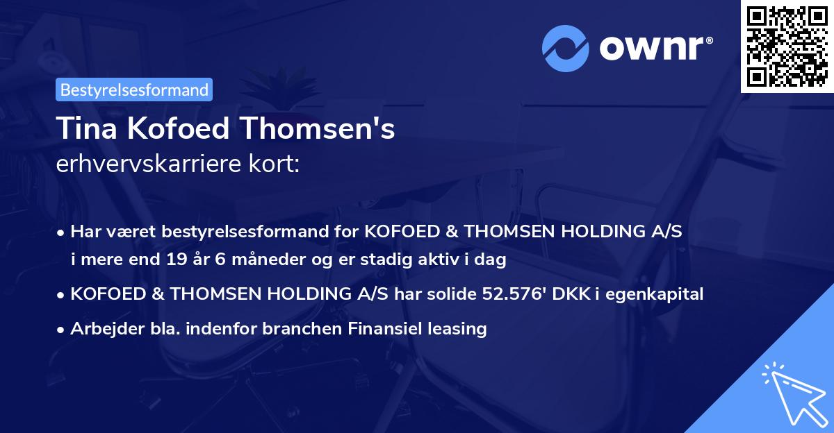 Tina Kofoed Thomsen's erhvervskarriere kort