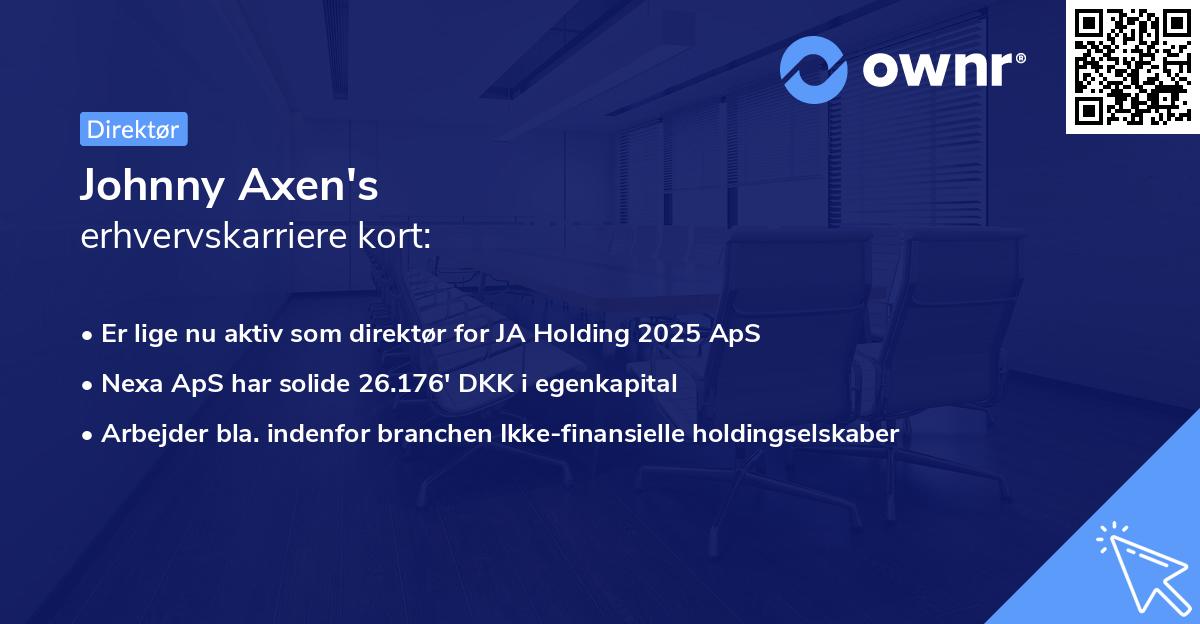 Johnny Axen's erhvervskarriere kort