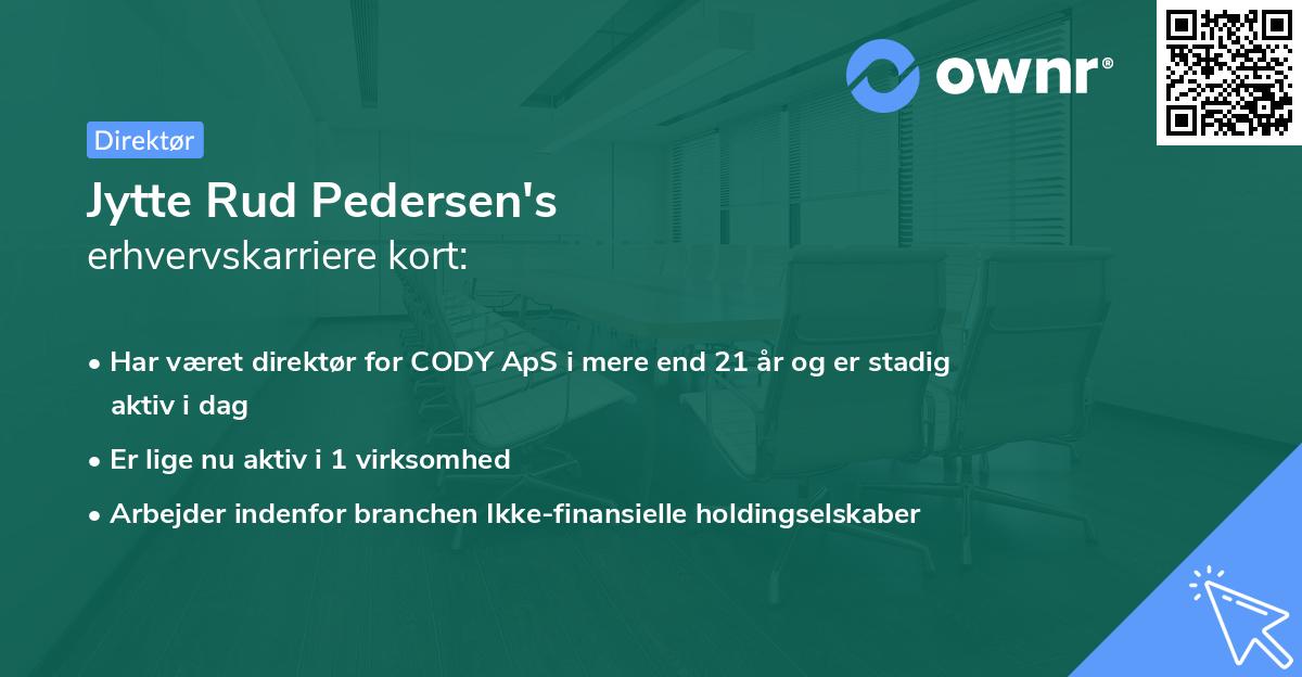 Jytte Rud Pedersen's erhvervskarriere kort