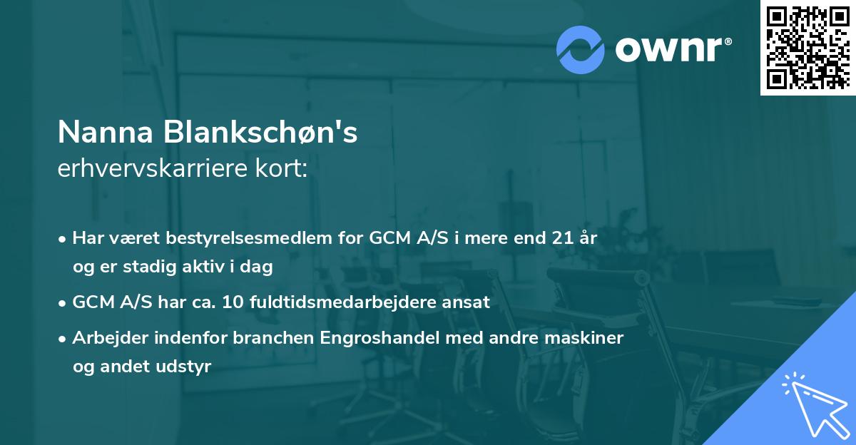 Nanna Blankschøn's erhvervskarriere kort