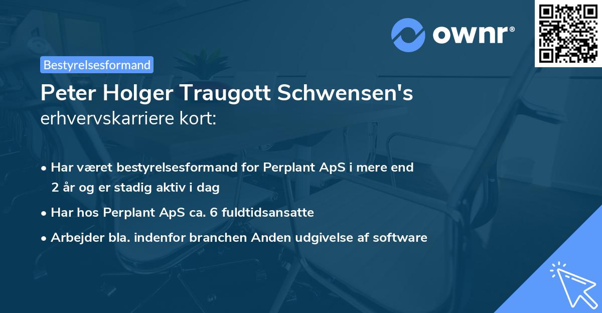 Peter Holger Traugott Schwensen's erhvervskarriere kort