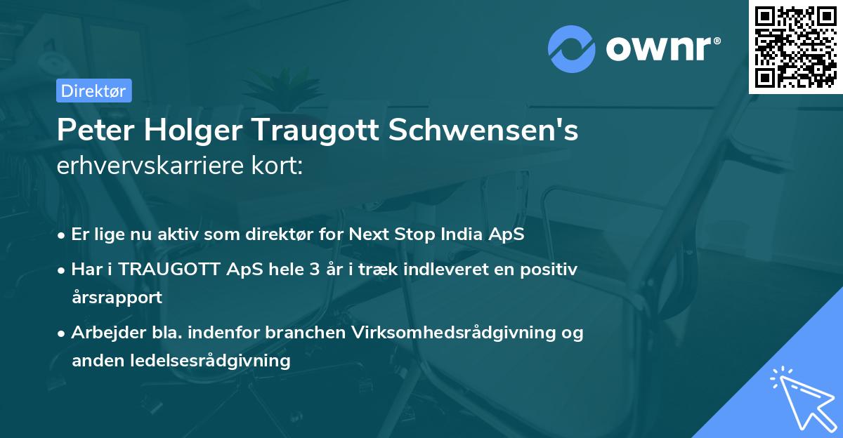 Peter Holger Traugott Schwensen's erhvervskarriere kort